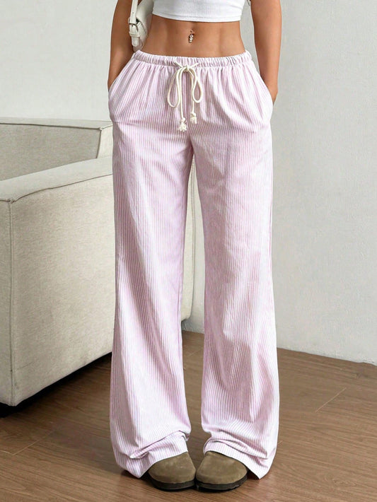 Striped wide-leg cotton trousers – Nuvella