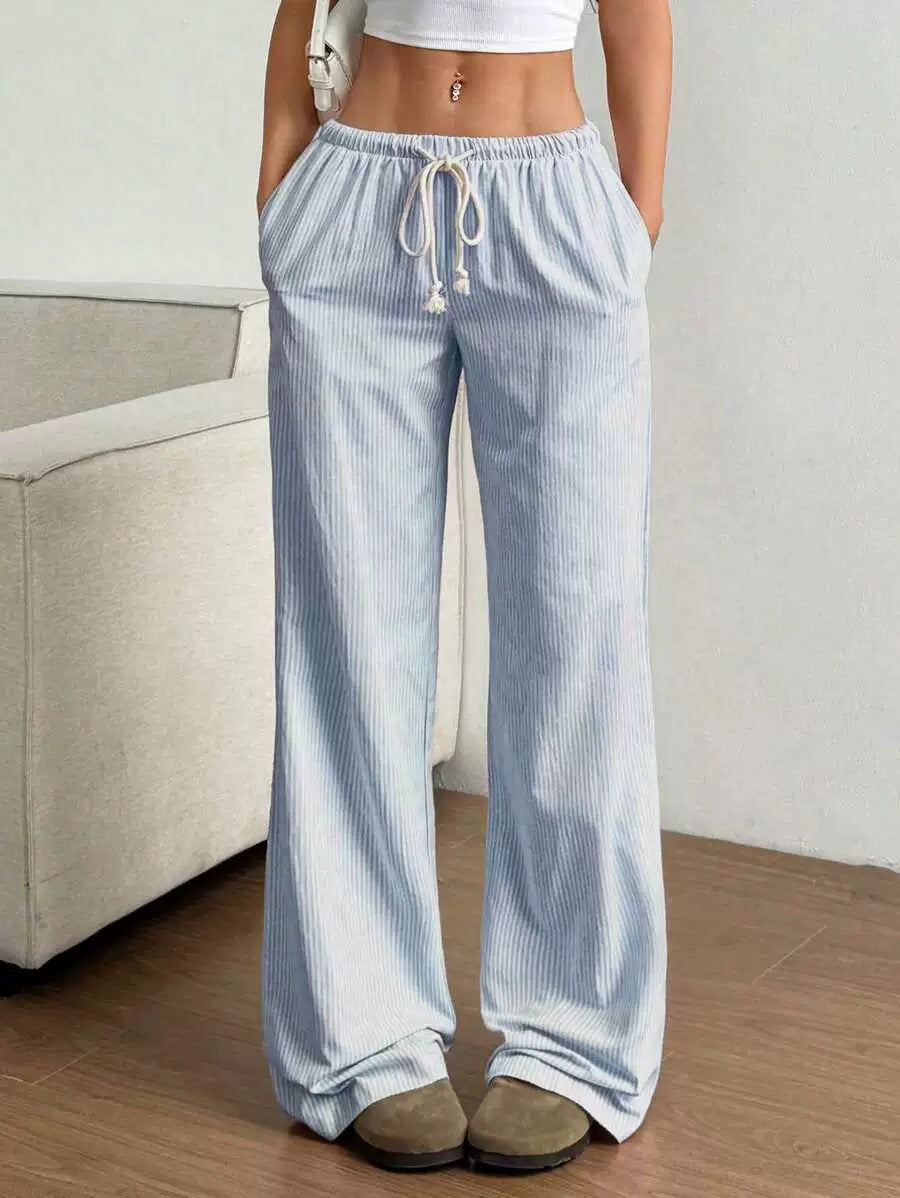 Striped wide-leg cotton trousers – Nuvella