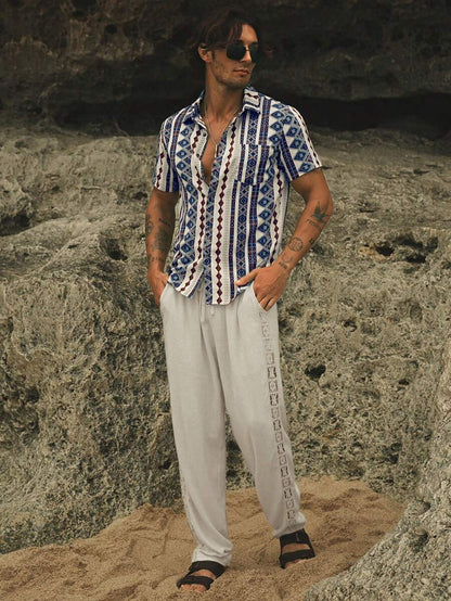 Geometric Print Cuban Shirt – Orvado