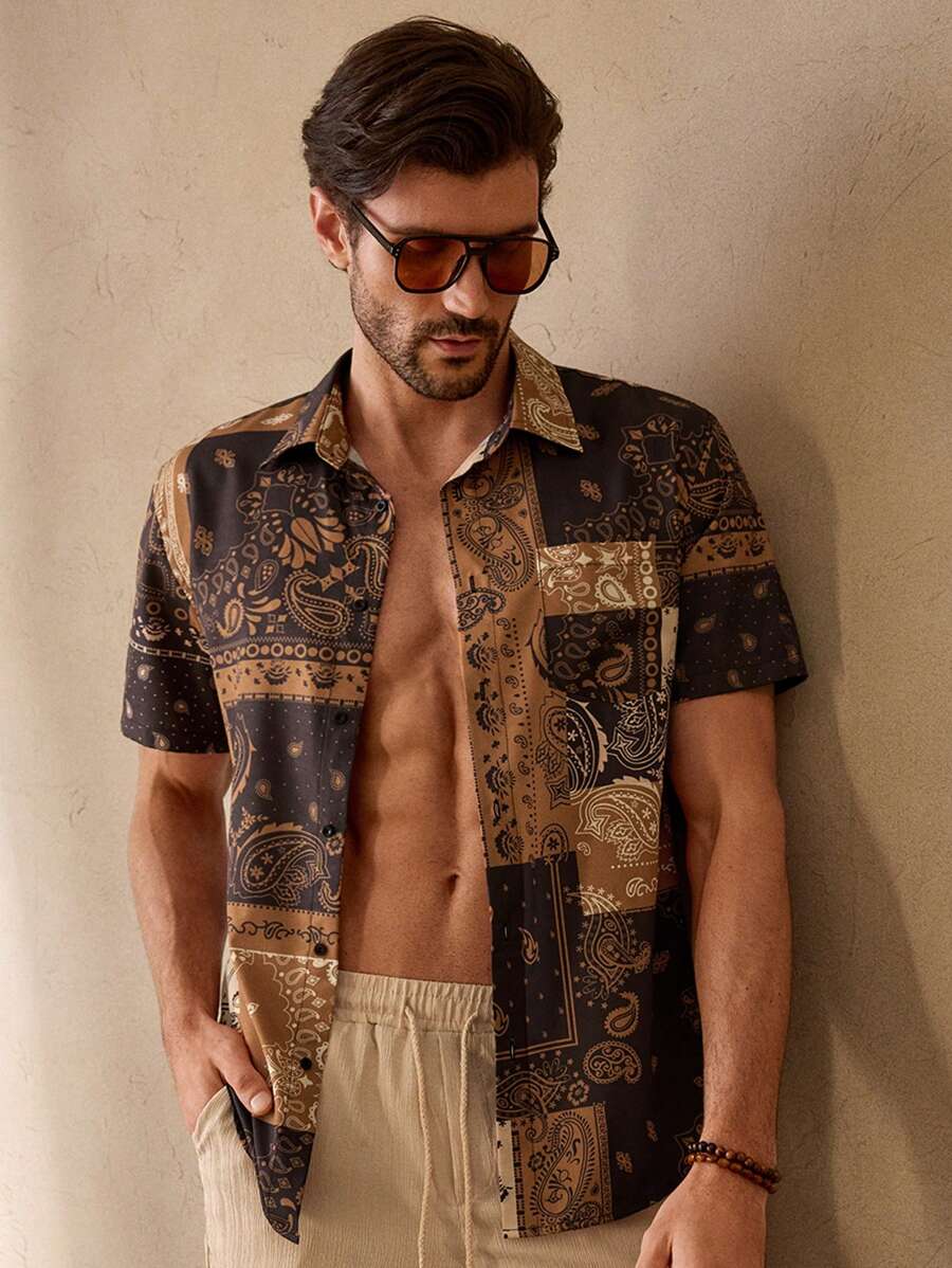 Geometric Print Cuban Shirt – Orvado