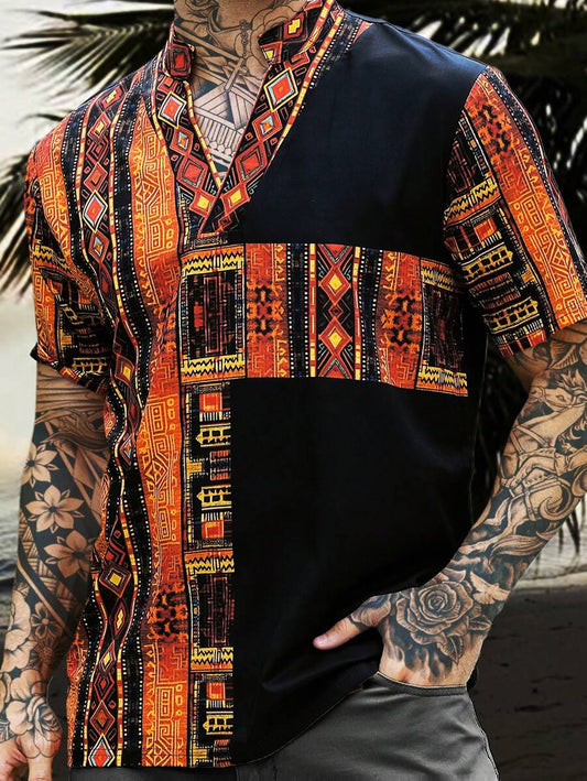 Geometric Print Holiday Shirt – Ravenco