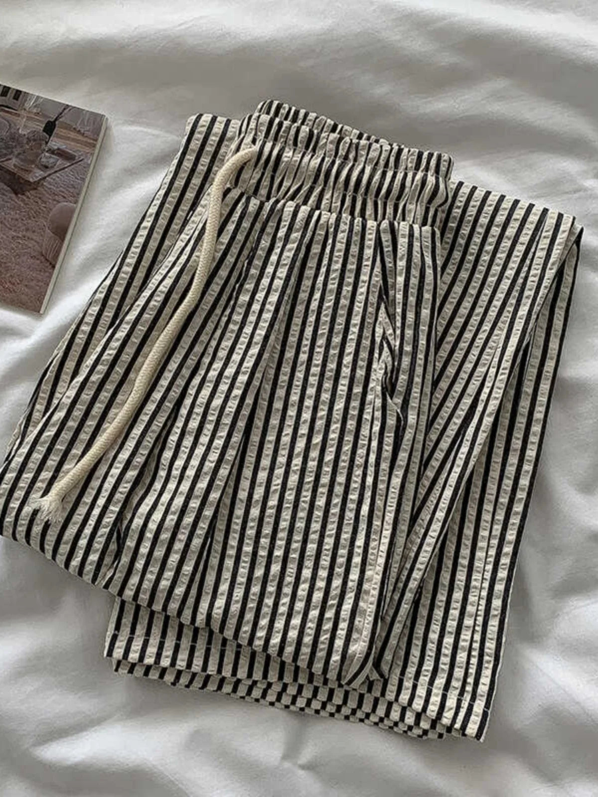 Striped high-waisted summer trousers – Savelle