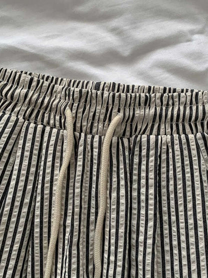 Striped high-waisted summer trousers – Savelle