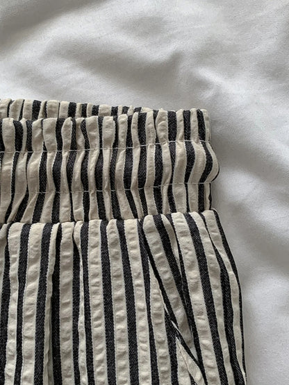 Striped high-waisted summer trousers – Savelle