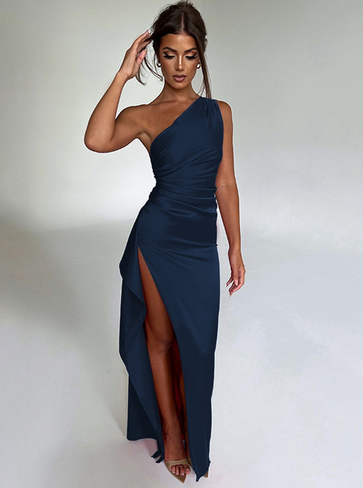 Selene Women's Maxi Dress | Luxurious Satin, Elegant Slit 4