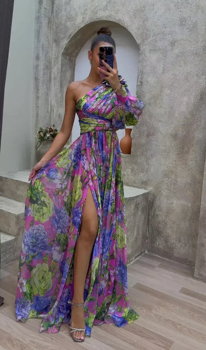 Elegant Flowy Shoulder Dress for Summer Events - Selvina