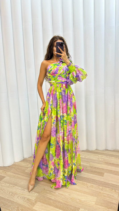 Elegant Flowy Shoulder Dress for Summer Events - Selvina