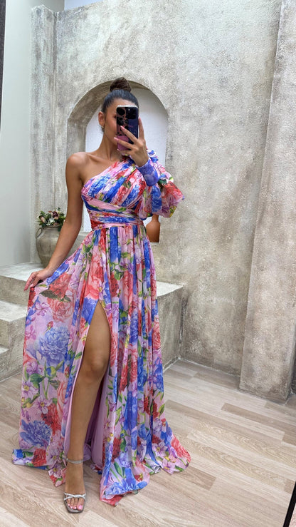 Elegant Flowy Shoulder Dress for Summer Events - Selvina