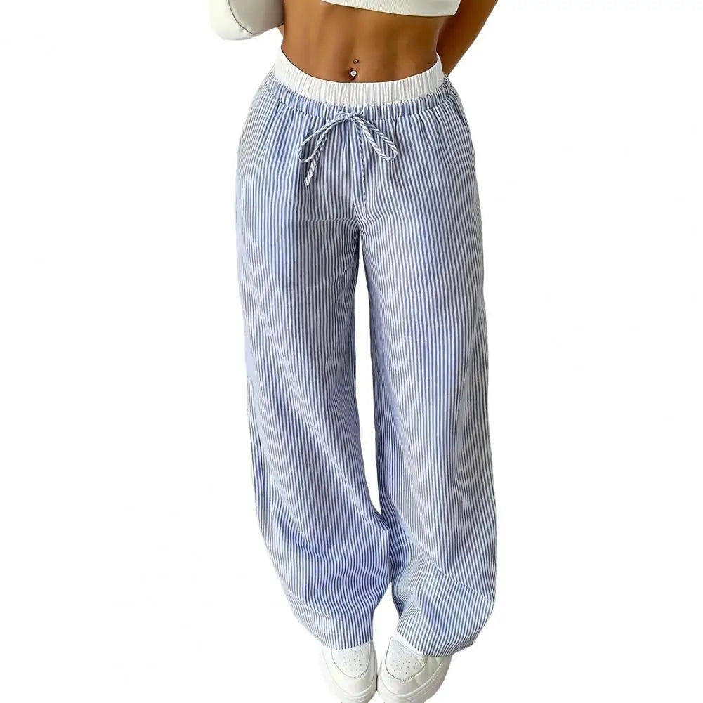 Striped wide-leg drawstring trousers – Serelle