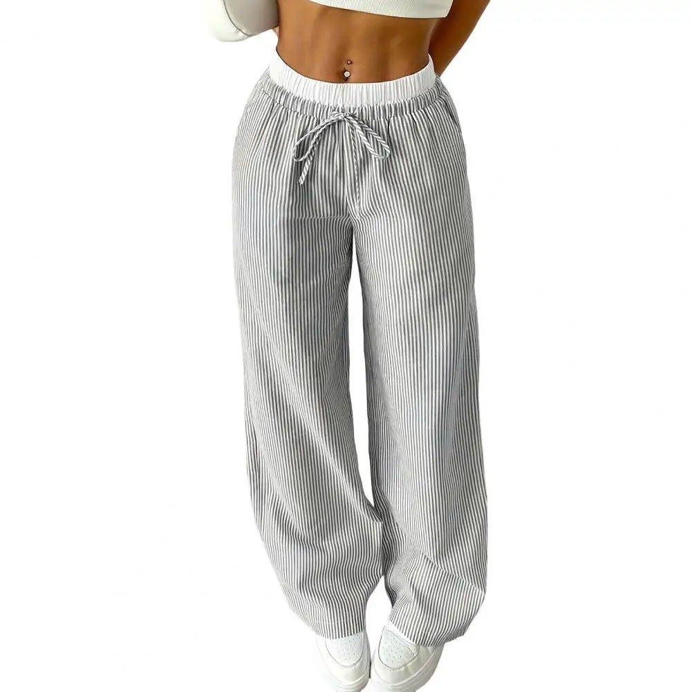 Striped wide-leg drawstring trousers – Serelle