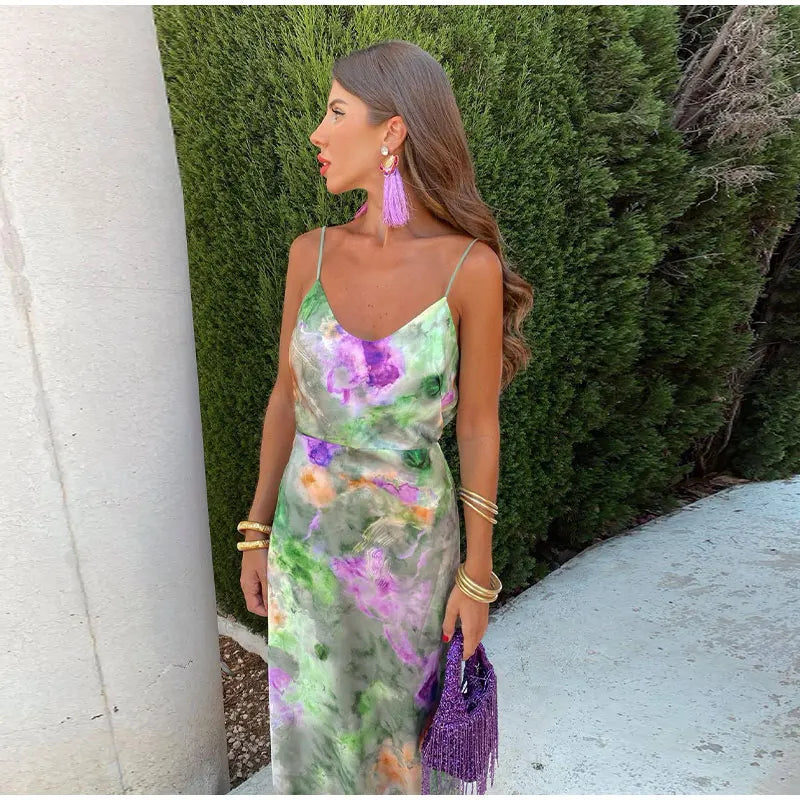 Sienna Women's Maxi Dress | Halo-Dye Print, Elegant Summer Style 2