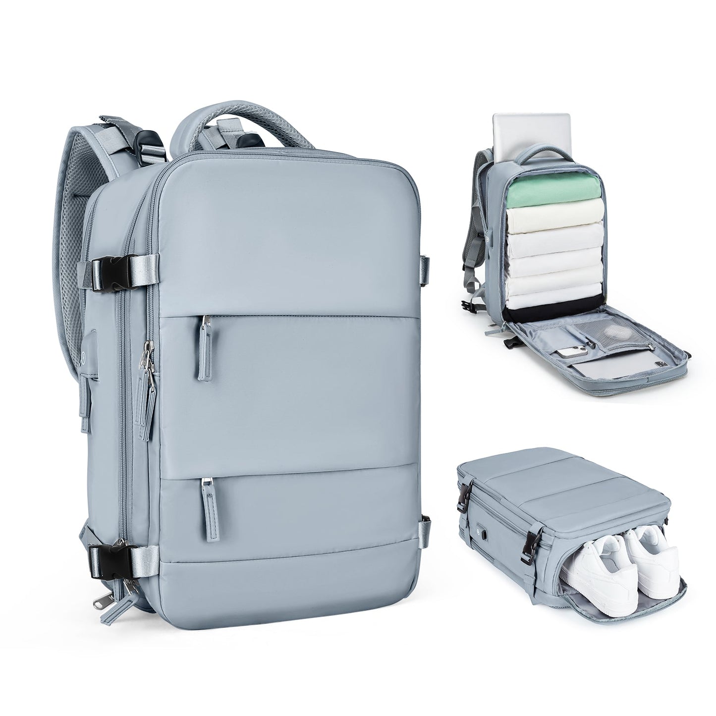 Smart Expandable Travel Backpack with 45L Capacity, Lightweight and Durable Rucksack with Laptop Compartment for Men and Women 17