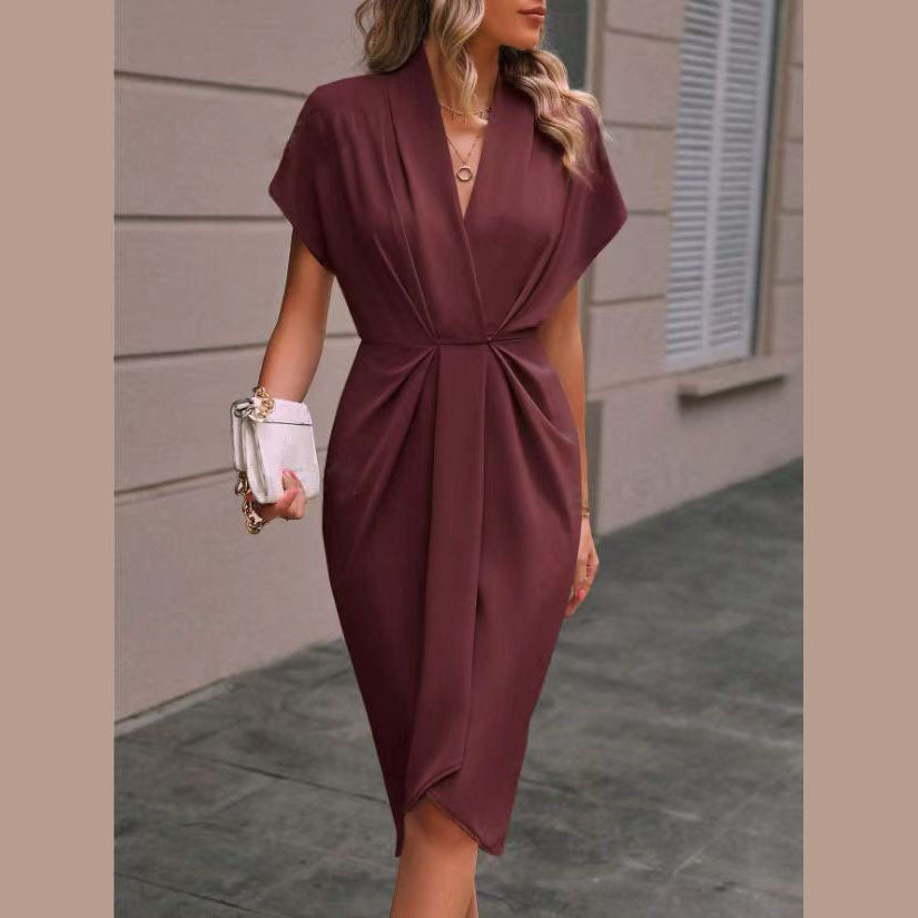 Midi wrap dress with elegant silhouette – Solenne