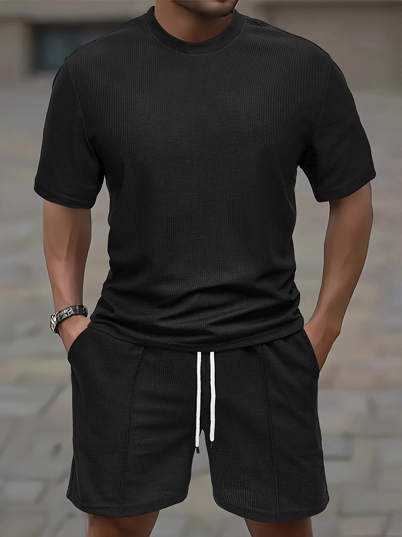 Waffle Men's Outfit Set | Comfortable T-Shirt and Shorts 0