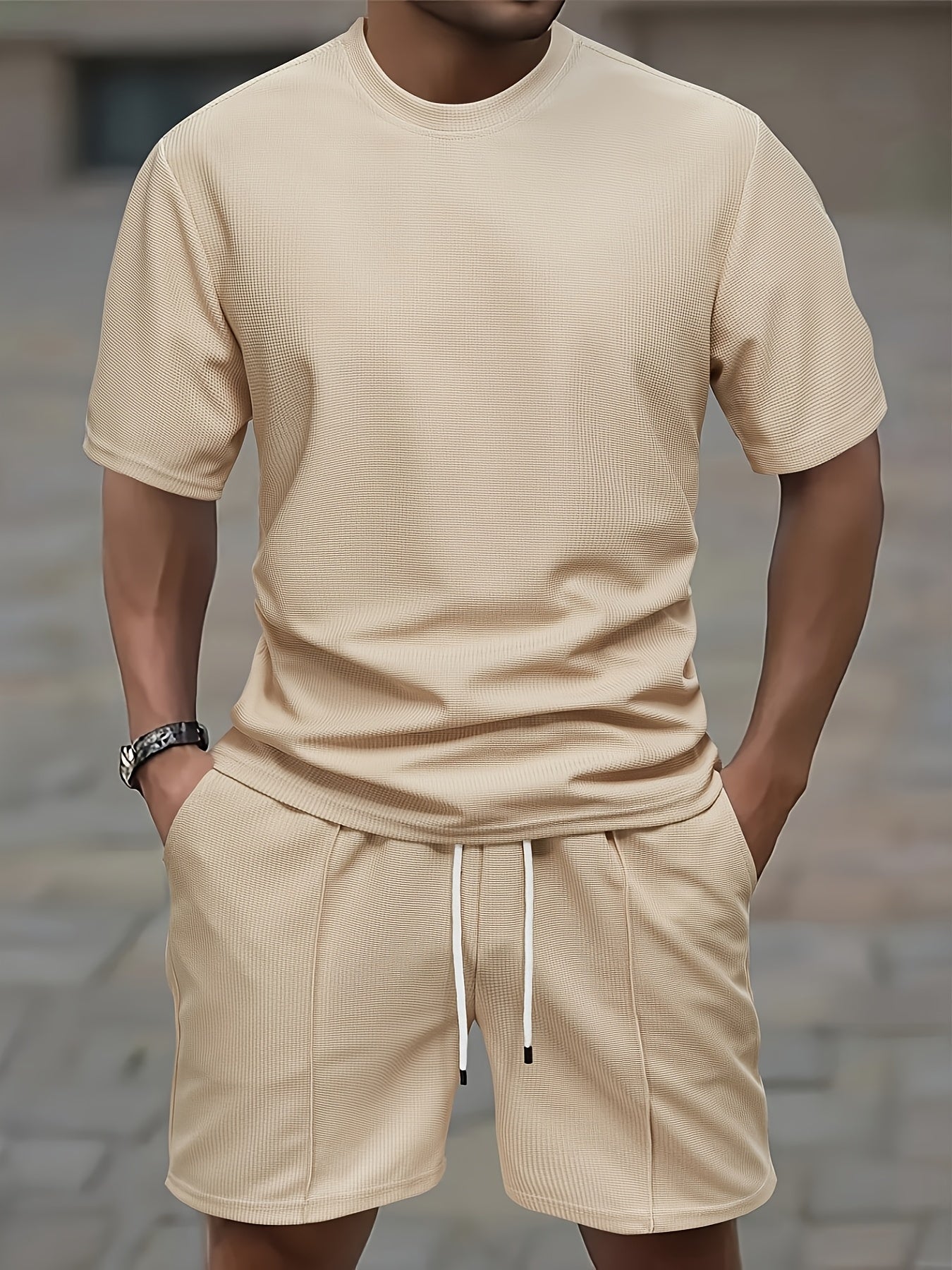 Waffle Men's Outfit Set | Comfortable T-Shirt and Shorts 1