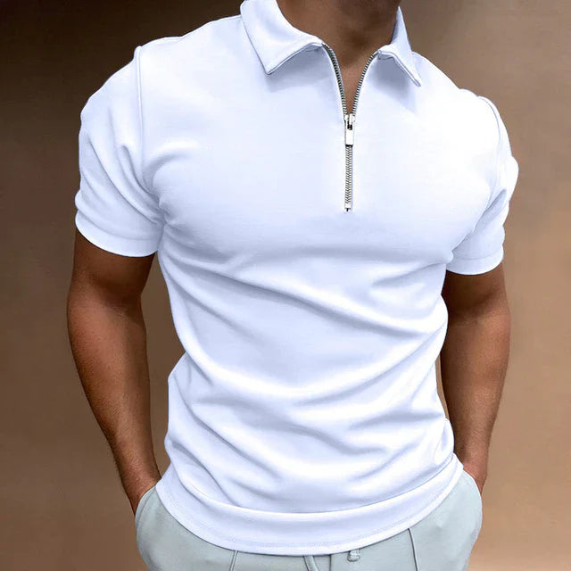 Zane Men's Polo Shirt | Zippered Cotton Blend, Modern Fit 0