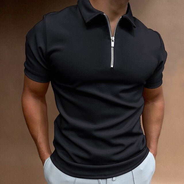 Zane Men's Polo Shirt | Zippered Cotton Blend, Modern Fit 8