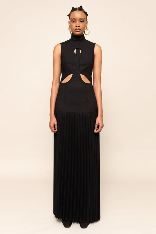 Pleated cutout maxi dress – Zarielle