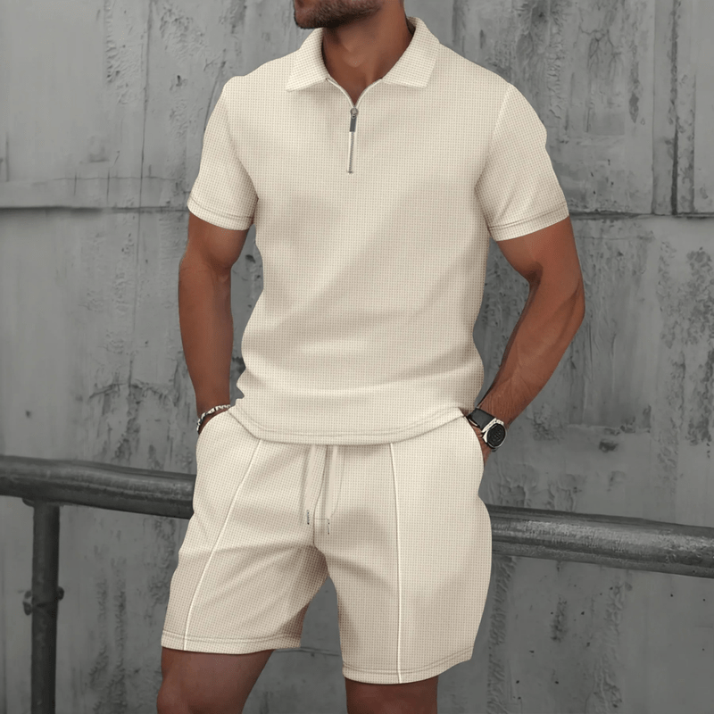 Waffle Knit Polo & Shorts Set – Zavaro