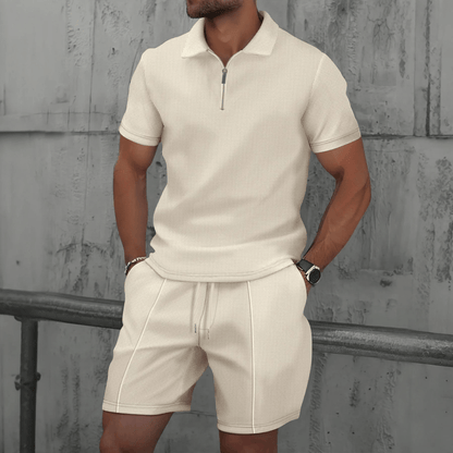Waffle Knit Polo & Shorts Set – Zavaro