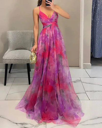 Floral Chiffon Maxi Dress - Almara