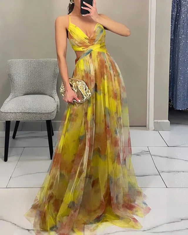 Floral Chiffon Maxi Dress - Almara