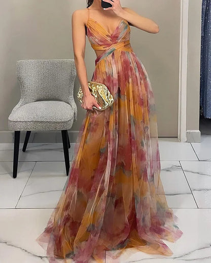 Floral Chiffon Maxi Dress - Almara