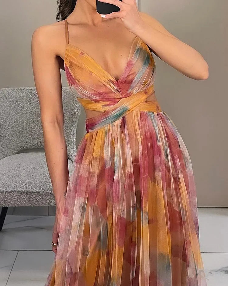 Floral Chiffon Maxi Dress - Almara