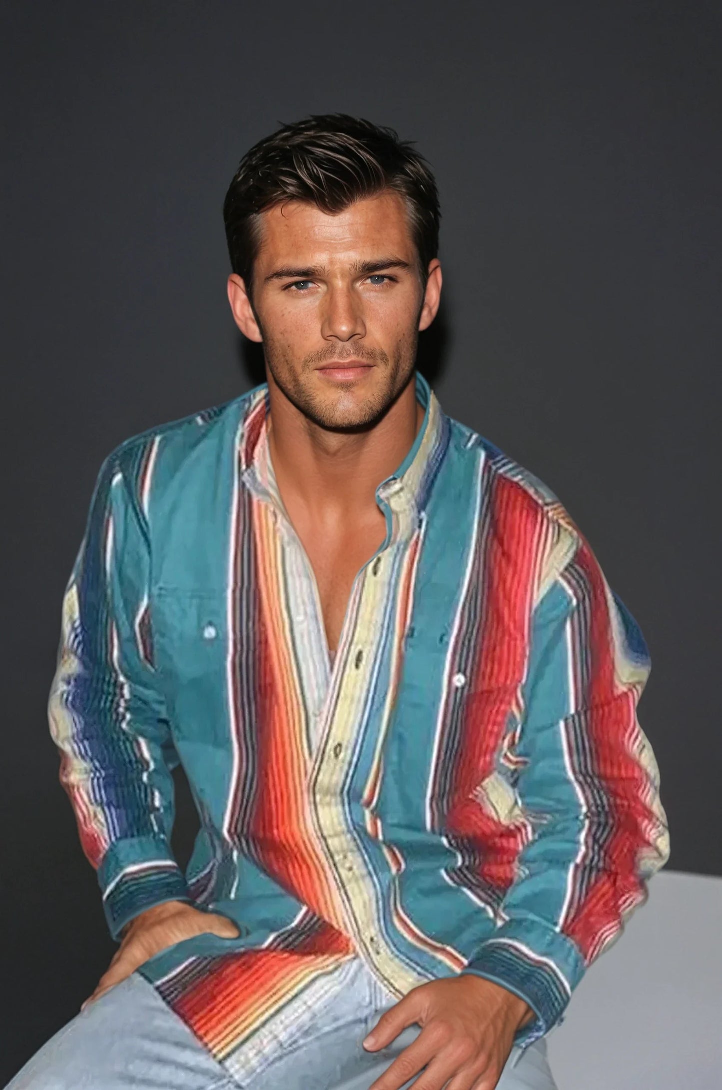 Ravino - Striped Long Sleeve Shirt for Men