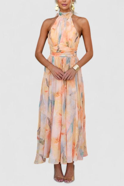 Watercolour halter maxi dress – Lysara