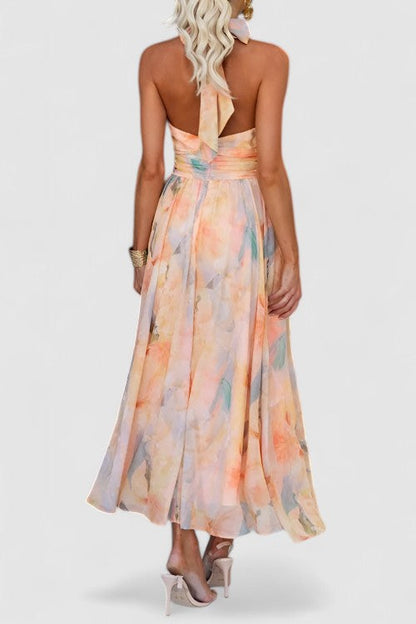Watercolour halter maxi dress – Lysara
