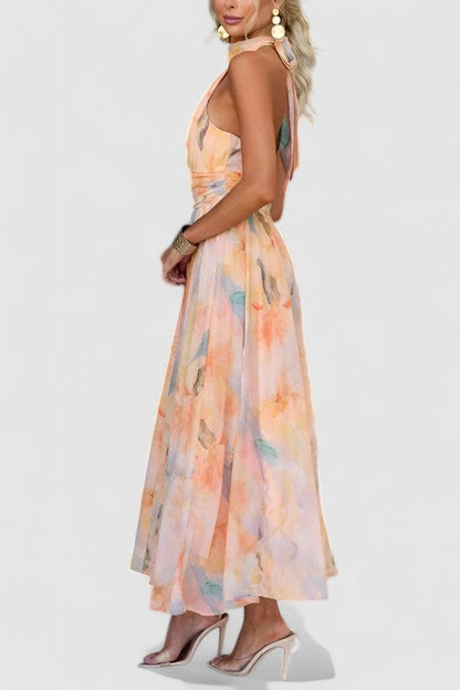 Watercolour halter maxi dress – Lysara