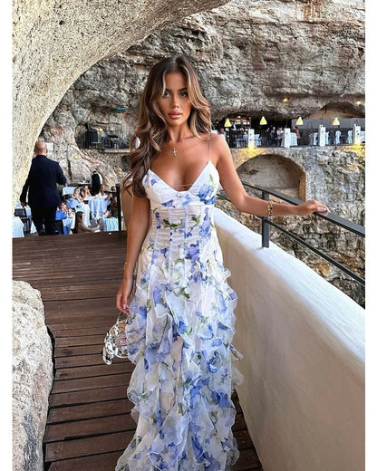 Sensual Wrap Dress With Plant Print - Navivo