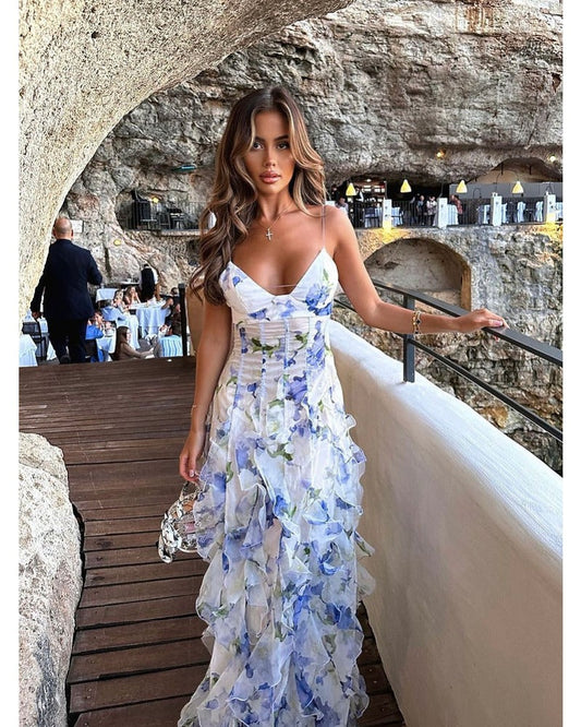 Sensual Wrap Dress With Plant Print - Navivo