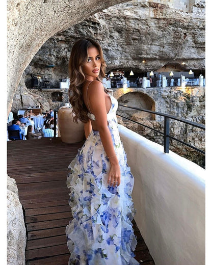 Sensual Wrap Dress With Plant Print - Navivo