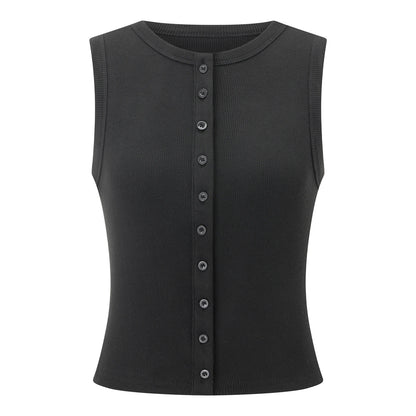 Cropped button-front tank top – Tavine