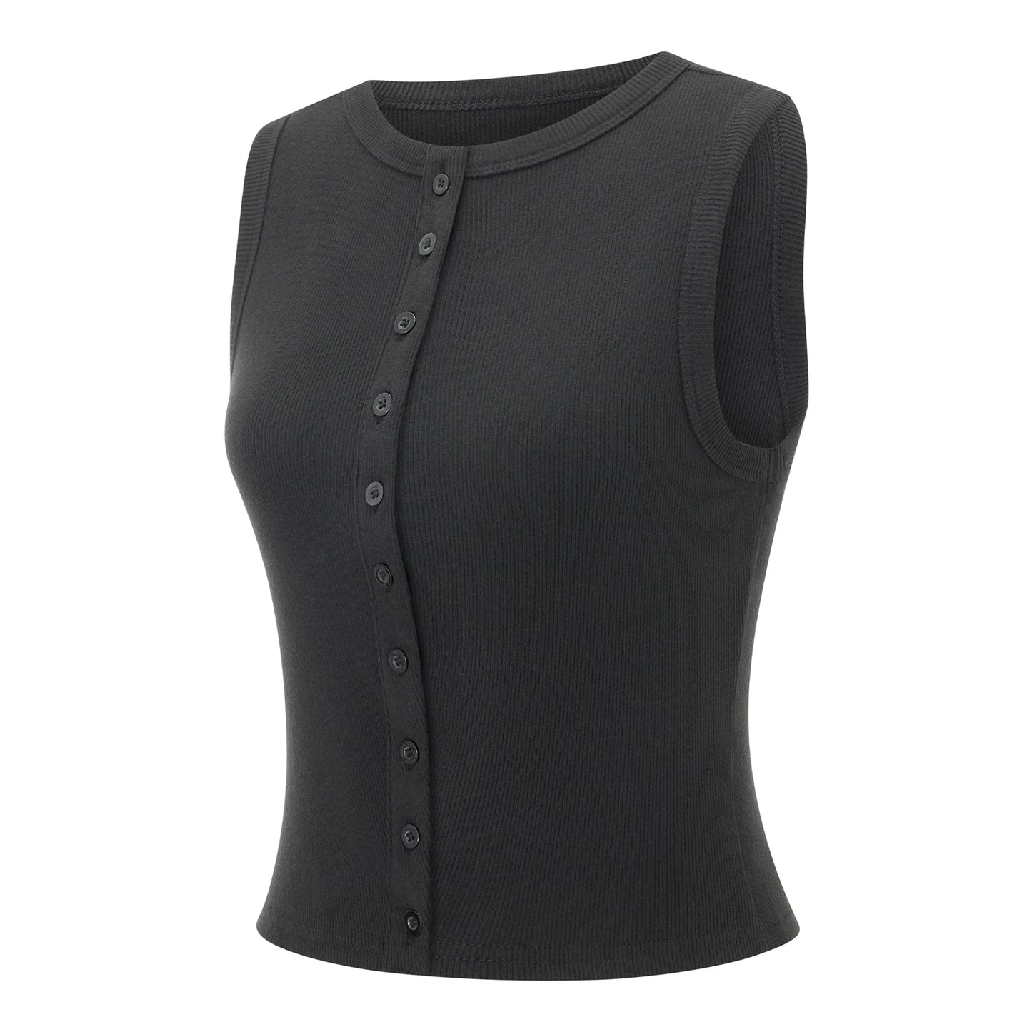 Cropped button-front tank top – Tavine