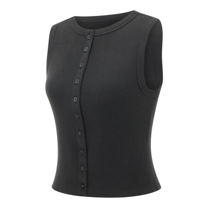 Cropped button-front tank top – Tavine