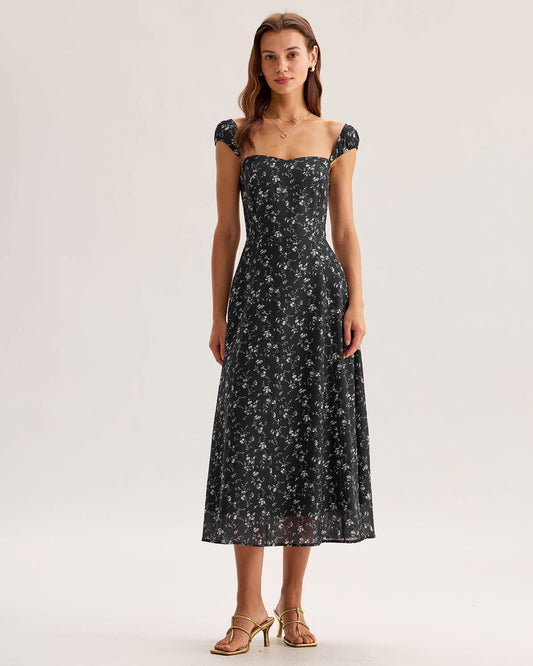 Floral A-Line Midi Dress – Velira