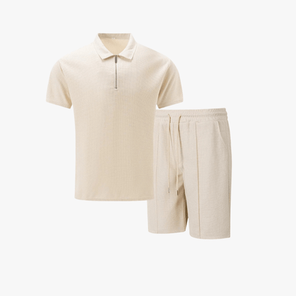 Waffle Knit Polo & Shorts Set – Zavaro