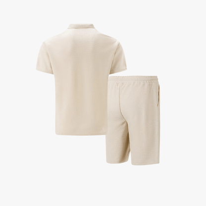 Waffle Knit Polo & Shorts Set – Zavaro